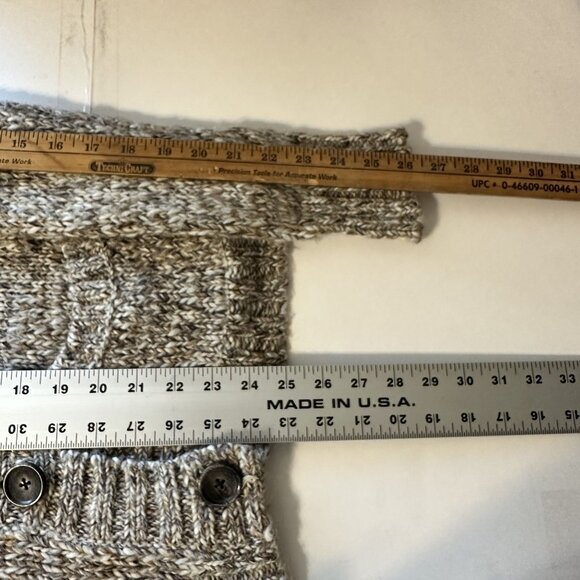 Eddie Bauer Womens Wool Blend Cardigan Shawl Collar Sweater Medium Open Knit - Picture 7 of 8